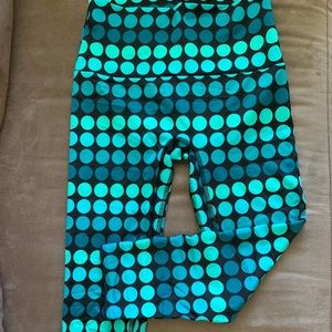 K-DEER teal polka dot mid calf length leggings
